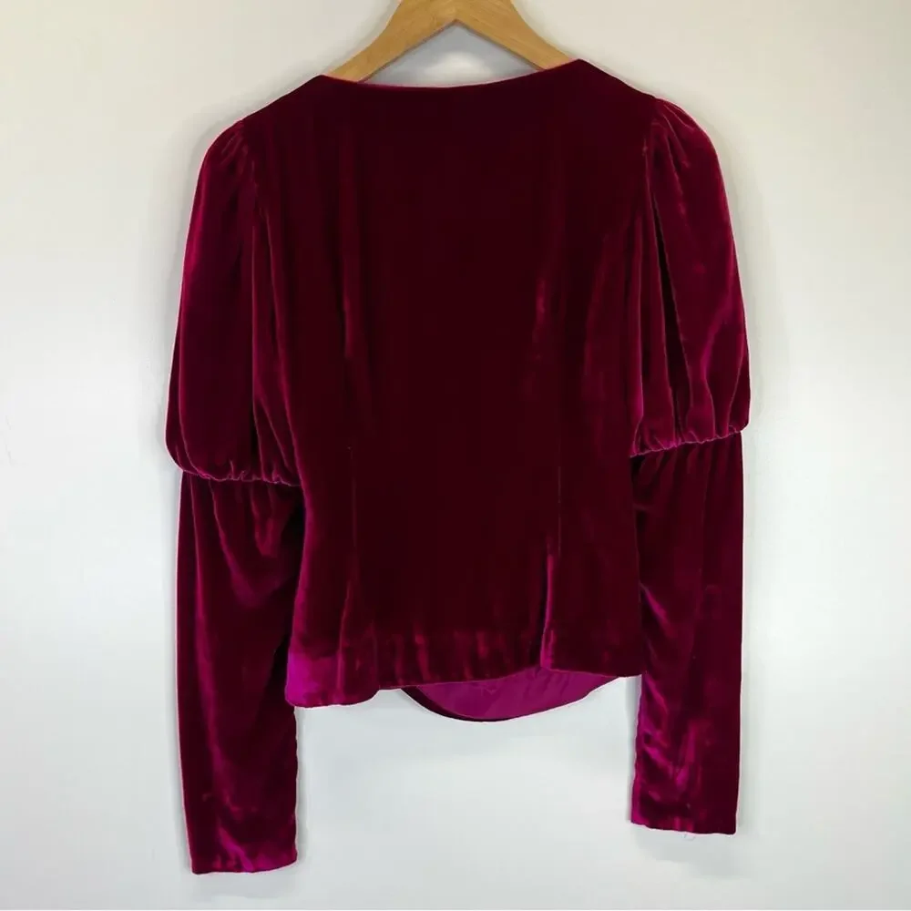Cinq à Sept Theo Velvet Faux Wrap top pink - XS